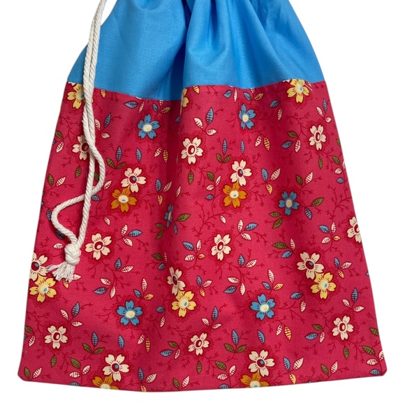 Red Floral Cotton Bread Bag, Reusable Sourdough Linen Bread Bag, Zero Waste Kitc - Picture 4 of 4